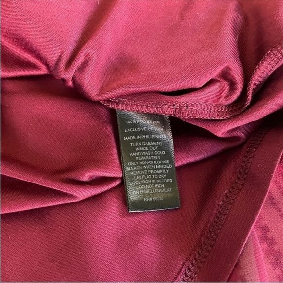 Express Dark Red Beaded Collar Mini Dress size XS Pleated Dark Romantic Vamp - Picture 13 of 14